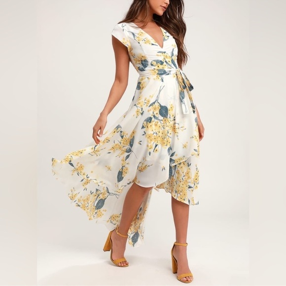 Lulus Dresses & Skirts - Lulus French Countryside White and Yellow Floral Print High-Low Dress S